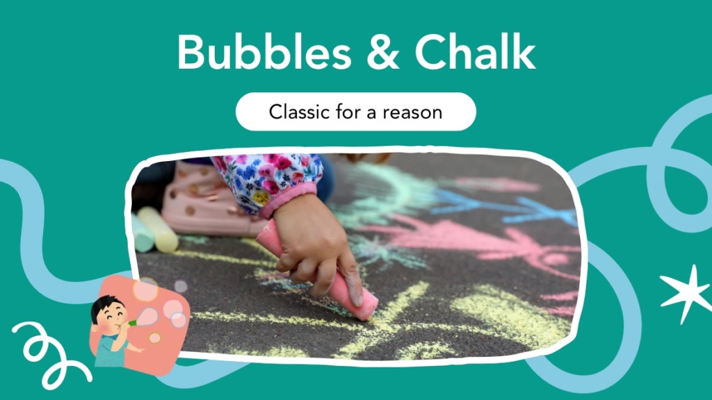 Graphic of bubbles and chalk.